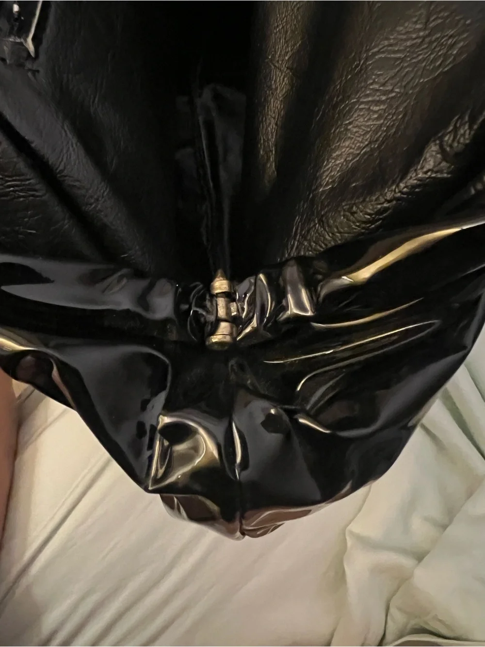 Baikal New York Black Patent Leather Bow Shoulder Bag Convertible Pouch Clutch